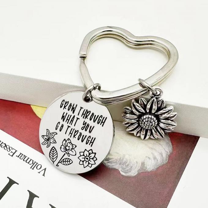 Small Daisy Pendant Fashion Key Chain Lettering Stainless Steel Keychain To Friends 0
